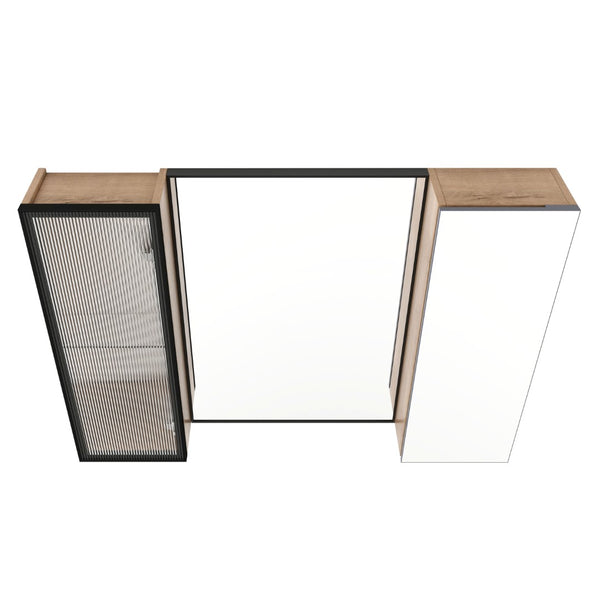 English Elm 39.4 Inch Wall Mounted Bathroom Medicine Cabinet with Soft Close Door and Glass Shelves W999S00560