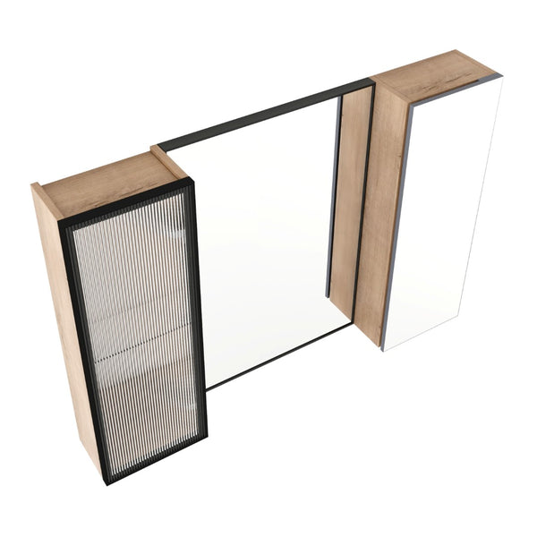 English Elm 39.4 Inch Wall Mounted Bathroom Medicine Cabinet with Soft Close Door and Glass Shelves W999S00560