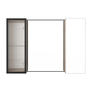 English Elm 39.4 Inch Wall Mounted Bathroom Medicine Cabinet with Soft Close Door and Glass Shelves W999S00560