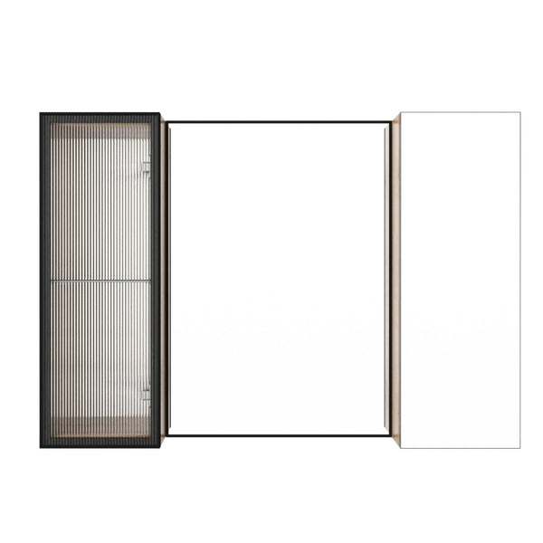 English Elm 39.4 Inch Wall Mounted Bathroom Medicine Cabinet with Soft Close Door and Glass Shelves W999S00560