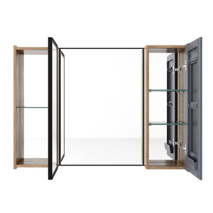 English Elm 39.4 Inch Wall Mounted Bathroom Medicine Cabinet with Soft Close Door and Glass Shelves W999S00560