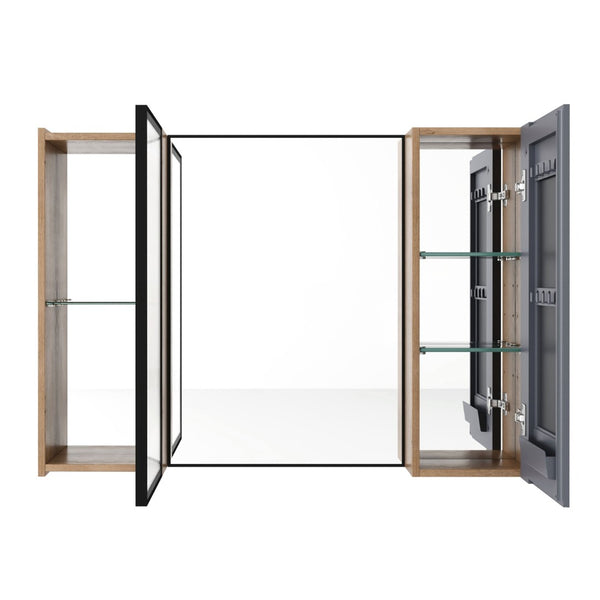English Elm 39.4 Inch Wall Mounted Bathroom Medicine Cabinet with Soft Close Door and Glass Shelves W999S00560