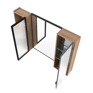 English Elm 39.4 Inch Wall Mounted Bathroom Medicine Cabinet with Soft Close Door and Glass Shelves W999S00560