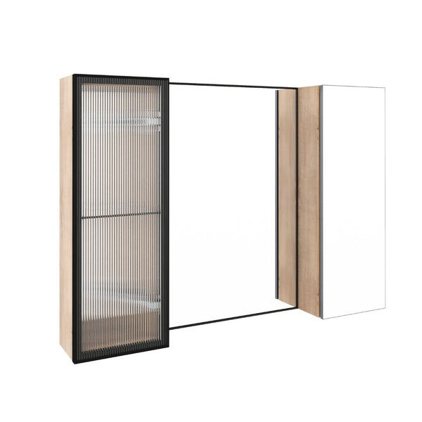 English Elm 39.4 Inch Wall Mounted Bathroom Medicine Cabinet with Soft Close Door and Glass Shelves W999S00560