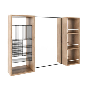 English Elm 41.3 Inch Wall Mounted Bathroom Medicine Cabinet with Mirrored Door and Jewelry Storage W999S00561
