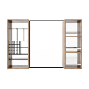 English Elm 41.3 Inch Wall Mounted Bathroom Medicine Cabinet with Mirrored Door and Jewelry Storage W999S00561