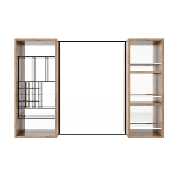 English Elm 41.3 Inch Wall Mounted Bathroom Medicine Cabinet with Mirrored Door and Jewelry Storage W999S00561