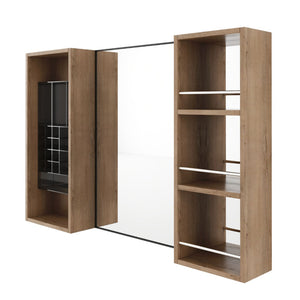 English Elm 41.3 Inch Wall Mounted Bathroom Medicine Cabinet with Mirrored Door and Jewelry Storage W999S00561