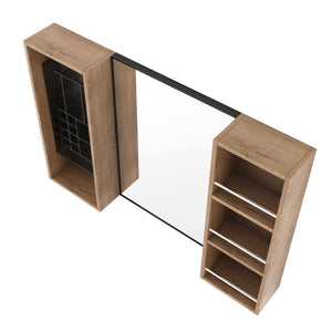English Elm 41.3 Inch Wall Mounted Bathroom Medicine Cabinet with Mirrored Door and Jewelry Storage W999S00561