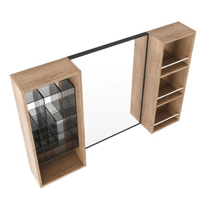 English Elm 41.3 Inch Wall Mounted Bathroom Medicine Cabinet with Mirrored Door and Jewelry Storage W999S00561