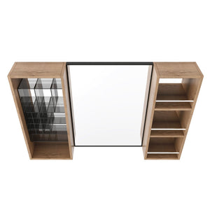 English Elm 41.3 Inch Wall Mounted Bathroom Medicine Cabinet with Mirrored Door and Jewelry Storage W999S00561