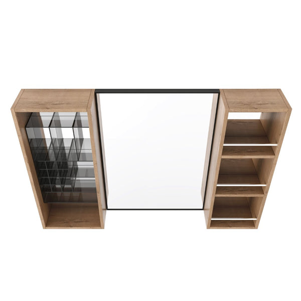 English Elm 41.3 Inch Wall Mounted Bathroom Medicine Cabinet with Mirrored Door and Jewelry Storage W999S00561