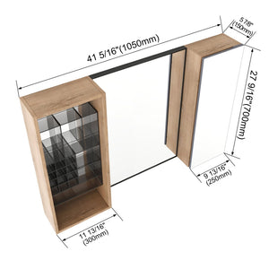 English Elm 41.3 Inch Wall Mounted Bathroom Mirror Cabinet with Adjustable Shelves and Plywood Body W999S00562