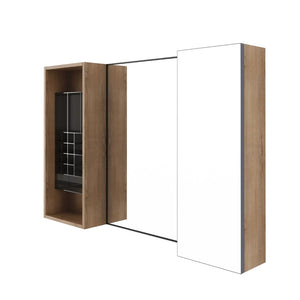 English Elm 41.3 Inch Wall Mounted Bathroom Mirror Cabinet with Adjustable Shelves and Plywood Body W999S00562