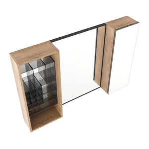 English Elm 41.3 Inch Wall Mounted Bathroom Mirror Cabinet with Adjustable Shelves and Plywood Body W999S00562