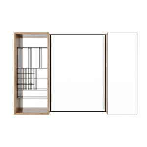 English Elm 41.3 Inch Wall Mounted Bathroom Mirror Cabinet with Adjustable Shelves and Plywood Body W999S00562