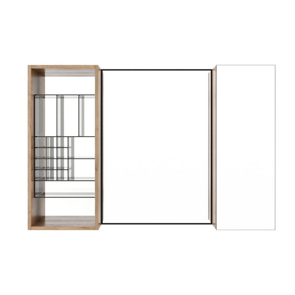 English Elm 41.3 Inch Wall Mounted Bathroom Mirror Cabinet with Adjustable Shelves and Plywood Body W999S00562