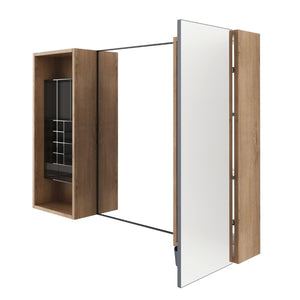 English Elm 41.3 Inch Wall Mounted Bathroom Mirror Cabinet with Adjustable Shelves and Plywood Body W999S00562