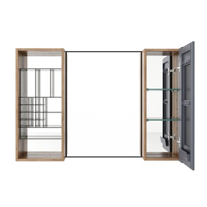 English Elm 41.3 Inch Wall Mounted Bathroom Mirror Cabinet with Adjustable Shelves and Plywood Body W999S00562