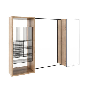 English Elm 41.3 Inch Wall Mounted Bathroom Mirror Cabinet with Adjustable Shelves and Plywood Body W999S00562