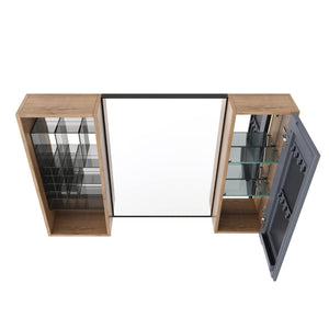 English Elm 41.3 Inch Wall Mounted Bathroom Mirror Cabinet with Adjustable Shelves and Plywood Body W999S00562