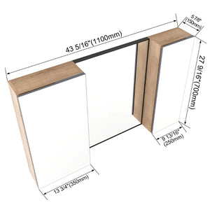 English Elm 43.3 Inch Wall Mounted Medicine Cabinet with Mirror Adjustable Shelves and Plywood Body W999S00563