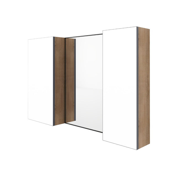 English Elm 43.3 Inch Wall Mounted Medicine Cabinet with Mirror Adjustable Shelves and Plywood Body W999S00563