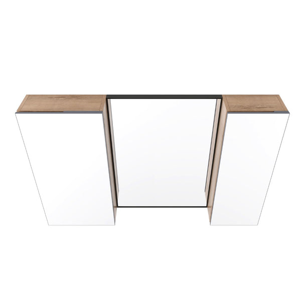 English Elm 43.3 Inch Wall Mounted Medicine Cabinet with Mirror Adjustable Shelves and Plywood Body W999S00563