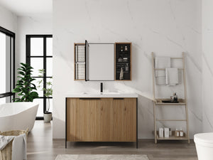 English Elm 41.6 Inch Wall Mounted Bathroom Medicine Cabinet with Mirror Soft Close Plywood Storage Mirror Door with Adjustable Shelves W999S00564