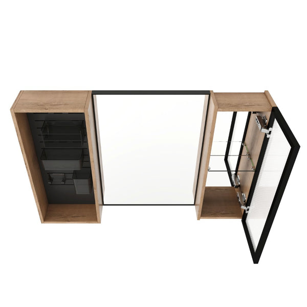 English Elm 41.6 Inch Wall Mounted Bathroom Medicine Cabinet with Mirror Soft Close Plywood Storage Mirror Door with Adjustable Shelves W999S00564