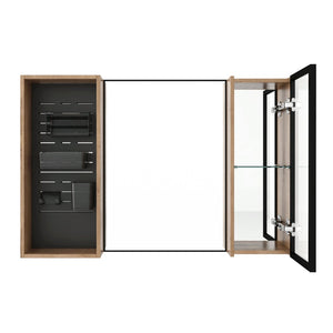 English Elm 41.6 Inch Wall Mounted Bathroom Medicine Cabinet with Mirror Soft Close Plywood Storage Mirror Door with Adjustable Shelves W999S00564