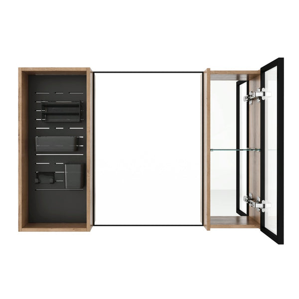 English Elm 41.6 Inch Wall Mounted Bathroom Medicine Cabinet with Mirror Soft Close Plywood Storage Mirror Door with Adjustable Shelves W999S00564