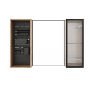 English Elm 41.6 Inch Wall Mounted Bathroom Medicine Cabinet with Mirror Soft Close Plywood Storage Mirror Door with Adjustable Shelves W999S00564
