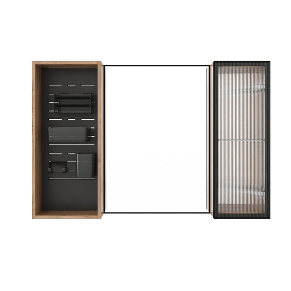 English Elm 41.6 Inch Wall Mounted Bathroom Medicine Cabinet with Mirror Soft Close Plywood Storage Mirror Door with Adjustable Shelves W999S00564
