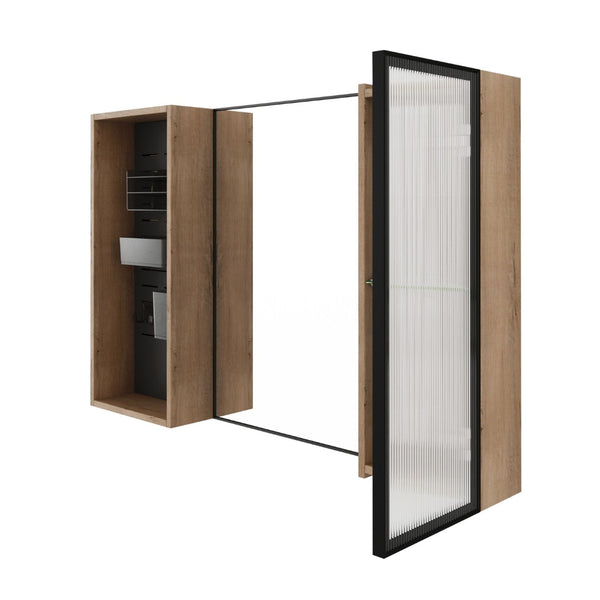 English Elm 41.6 Inch Wall Mounted Bathroom Medicine Cabinet with Mirror Soft Close Plywood Storage Mirror Door with Adjustable Shelves W999S00564