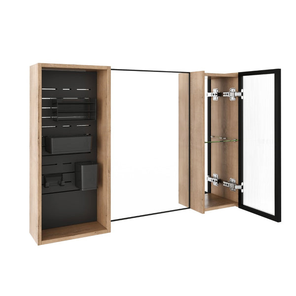 English Elm 41.6 Inch Wall Mounted Bathroom Medicine Cabinet with Mirror Soft Close Plywood Storage Mirror Door with Adjustable Shelves W999S00564