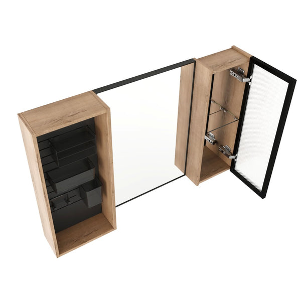 English Elm 41.6 Inch Wall Mounted Bathroom Medicine Cabinet with Mirror Soft Close Plywood Storage Mirror Door with Adjustable Shelves W999S00564