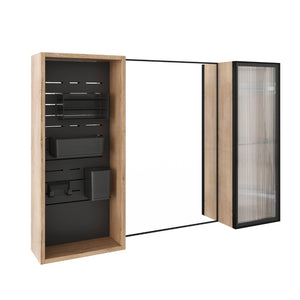 English Elm 41.6 Inch Wall Mounted Bathroom Medicine Cabinet with Mirror Soft Close Plywood Storage Mirror Door with Adjustable Shelves W999S00564