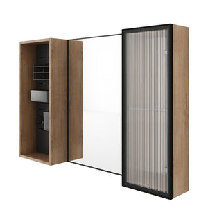 English Elm 41.6 Inch Wall Mounted Bathroom Medicine Cabinet with Mirror Soft Close Plywood Storage Mirror Door with Adjustable Shelves W999S00564