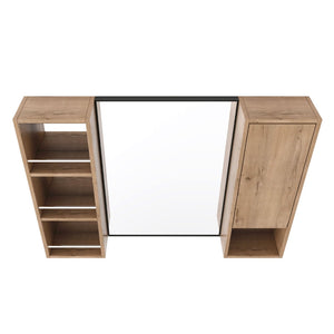 English Elm 39.4 Inch Wall Mounted Bathroom Mirror Cabinet with Adjustable Shelves and Plywood Build W999S00565