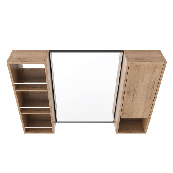 English Elm 39.4 Inch Wall Mounted Bathroom Mirror Cabinet with Adjustable Shelves and Plywood Build W999S00565