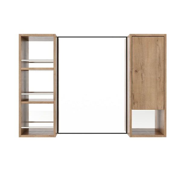 English Elm 39.4 Inch Wall Mounted Bathroom Mirror Cabinet with Adjustable Shelves and Plywood Build W999S00565
