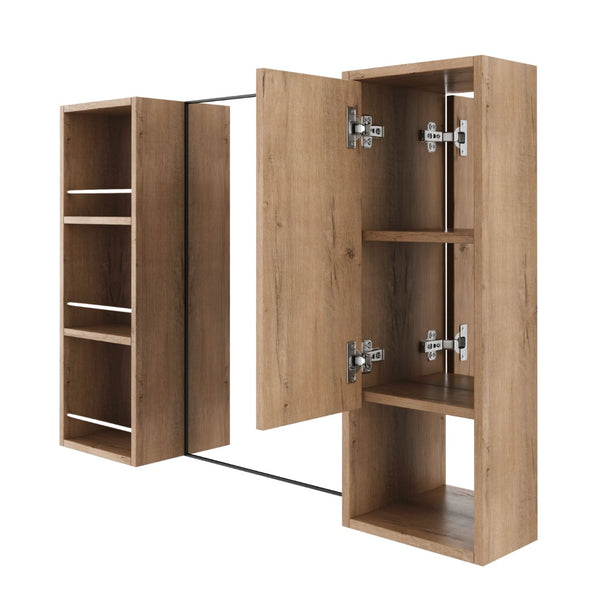 English Elm 39.4 Inch Wall Mounted Bathroom Mirror Cabinet with Adjustable Shelves and Plywood Build W999S00565