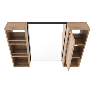 English Elm 39.4 Inch Wall Mounted Bathroom Mirror Cabinet with Adjustable Shelves and Plywood Build W999S00565