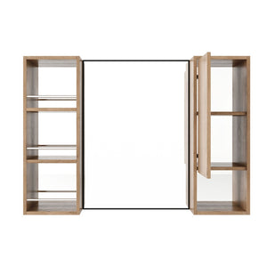 English Elm 39.4 Inch Wall Mounted Bathroom Mirror Cabinet with Adjustable Shelves and Plywood Build W999S00565