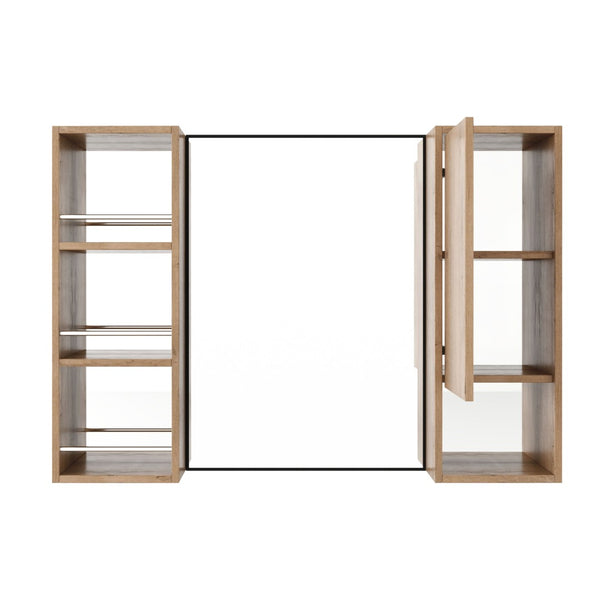 English Elm 39.4 Inch Wall Mounted Bathroom Mirror Cabinet with Adjustable Shelves and Plywood Build W999S00565