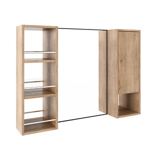 English Elm 39.4 Inch Wall Mounted Bathroom Mirror Cabinet with Adjustable Shelves and Plywood Build W999S00565