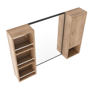 English Elm 39.4 Inch Wall Mounted Bathroom Mirror Cabinet with Adjustable Shelves and Plywood Build W999S00565