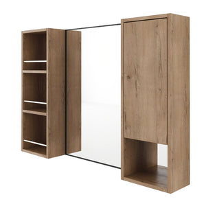 English Elm 39.4 Inch Wall Mounted Bathroom Mirror Cabinet with Adjustable Shelves and Plywood Build W999S00565