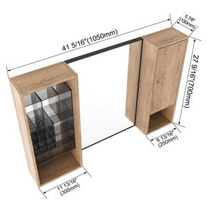 English Elm 41.3 Inch Wall Mounted Bathroom Medicine Cabinet with Mirrored Door and Adjustable Shelves W999S00566